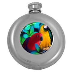 Two Friends Hip Flask (round) by JulianneOsoskeFeathers