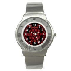 Red Alaun Crystal Mandala Stainless Steel Watch (slim) by lucia