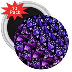  Blue Purple Glass 3  Button Magnet (10 Pack) by KirstenStar