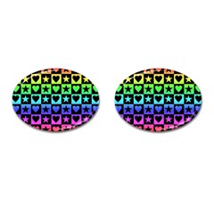 Rainbow Stars And Hearts Cufflinks (oval) by ArtistRoseanneJones