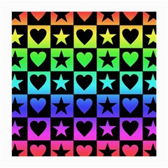 Rainbow Stars And Hearts Glasses Cloth (medium, Two Sided) by ArtistRoseanneJones