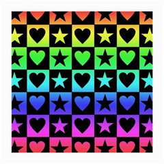 Rainbow Stars And Hearts Glasses Cloth (medium, Two Sided) by ArtistRoseanneJones