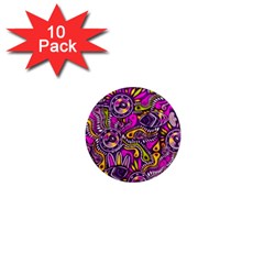 Purple Tribal Abstract Fish 1  Mini Button Magnet (10 Pack) by KirstenStar