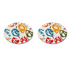 Colorful Paint Stokes Cufflinks (oval) by LalyLauraFLM