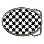 Black And White Polka Dots Belt Buckle (Oval) Front