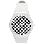 Black And White Polka Dots Plastic Sport Watch (Medium) Front