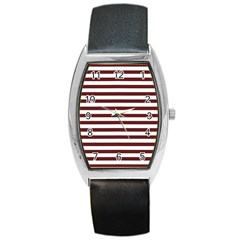 Marsala Stripes Tonneau Leather Watch by ElenaIndolfiStyle