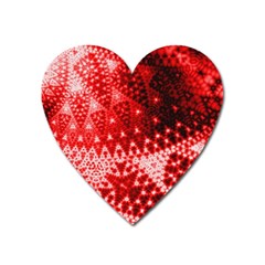 Red Fractal Lace Magnet (heart) by KirstenStar