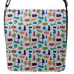 Blue Colorful Cats Silhouettes Pattern Flap Messenger Bag (s) by Contest580383