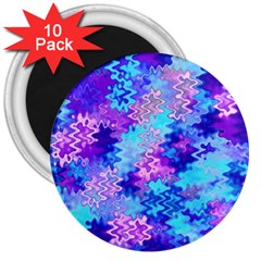 Blue And Purple Marble Waves 3  Magnets (10 Pack)  by KirstenStar