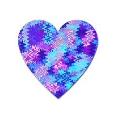 Blue And Purple Marble Waves Heart Magnet by KirstenStar