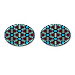 Stripes And Hexagon Pattern Cufflinks (oval) by LalyLauraFLM