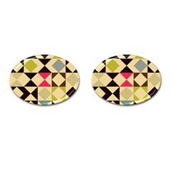 Rhombus And Triangles Pattern Cufflinks (oval) by LalyLauraFLM
