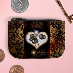 Steampunk, Awesome Heart With Clocks And Gears Mini Coin Purses by FantasyWorld7
