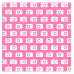 Pink Modern Chic Vector Camera Illustration Pattern Large Satin Scarf (square) by GardenOfOphir
