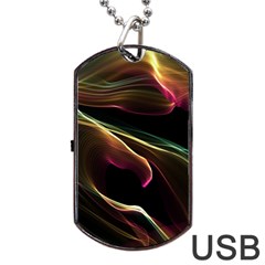 Glowing, Colorful  Abstract Lines Dog Tag Usb Flash (two Sides)  by FantasyWorld7