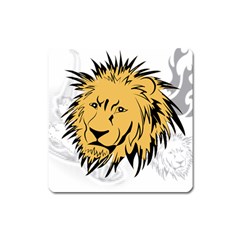 Lion Square Magnet by EnjoymentArt