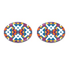 Shapes In Rectangles Pattern Cufflinks (oval) by LalyLauraFLM