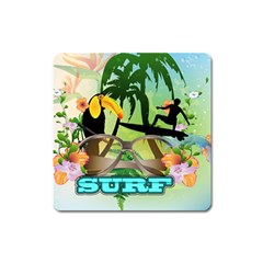Surfing Square Magnet by FantasyWorld7