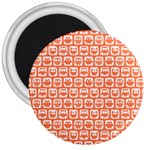 Coral And White Owl Pattern 3  Magnets Front