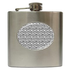 Gray And White Owl Pattern Hip Flask (6 Oz) by GardenOfOphir