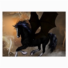 Awesome Dark Unicorn With Clouds Large Glasses Cloth (2-side) by FantasyWorld7