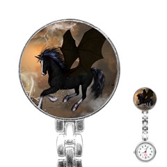 Awesome Dark Unicorn With Clouds Stainless Steel Nurses Watches by FantasyWorld7