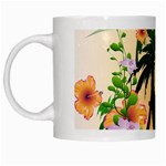 Cute Toucan With Palm And Flowers White Mugs Left