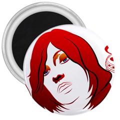 Women Face With Clef 3  Magnets by EnjoymentArt