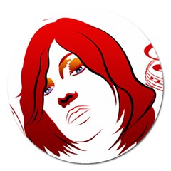 Women Face With Clef Magnet 5  (round) by EnjoymentArt