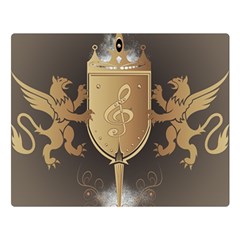 Music, Clef On A Shield With Liions And Water Splash Double Sided Flano Blanket (large)  by FantasyWorld7
