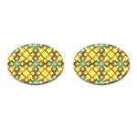 Shapes on a yellow background Cufflinks (Oval) Front(Pair)