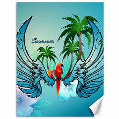 Summer Design With Cute Parrot And Palms Canvas 36  X 48   by FantasyWorld7