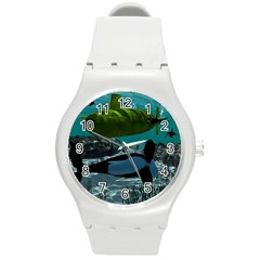 Submarine With Orca Round Plastic Sport Watch (m) by FantasyWorld7