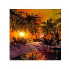 Wonderful Sunset In  A Fantasy World Small Satin Scarf (square)  by FantasyWorld7