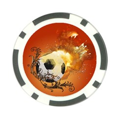 Soccer With Fire And Flame And Floral Elelements Poker Chip Card Guards by FantasyWorld7