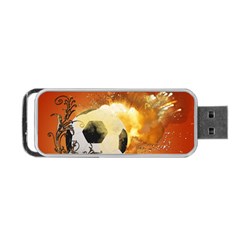 Soccer With Fire And Flame And Floral Elelements Portable Usb Flash (two Sides) by FantasyWorld7