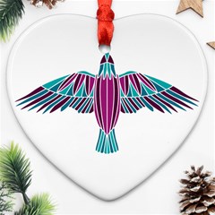 Stained Glass Bird Illustration  Ornament (heart)  by carocollins