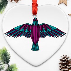Stained Glass Bird Illustration  Heart Ornament (2 Sides) by carocollins