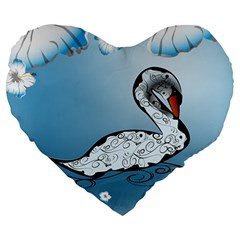 Wonderful Swan Made Of Floral Elements Large 19  Premium Heart Shape Cushions by FantasyWorld7