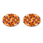 Windmill in rhombus shapes Cufflinks (Oval) Front(Pair)