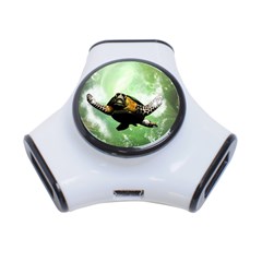 Wonderful Sea Turtle With Bubbles 3-port Usb Hub by FantasyWorld7