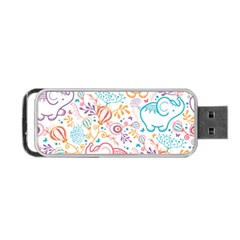Cute Pastel Tones Elephant Pattern Portable Usb Flash (one Side) by Dushan