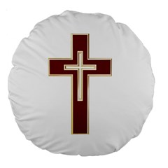 Red Christian Cross Large 18  Premium Round Cushion  by igorsin