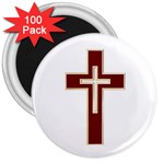 Red Christian cross 3  Magnet (100 pack) Front