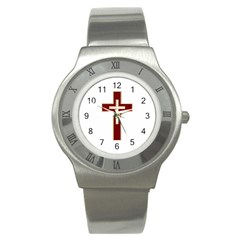 Red Christian Cross Stainless Steel Watch by igorsin