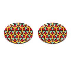 Honeycombs Triangles And Other Shapes Pattern			cufflinks (oval) by LalyLauraFLM