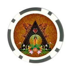 Surfing, Surfboard With Flowers And Floral Elements Poker Chip Card Guards by FantasyWorld7