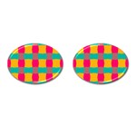 Distorted shapes in retro colors pattern 			Cufflinks (Oval) Front(Pair)