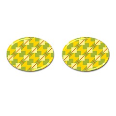 Squares And Stripes 			cufflinks (oval) by LalyLauraFLM